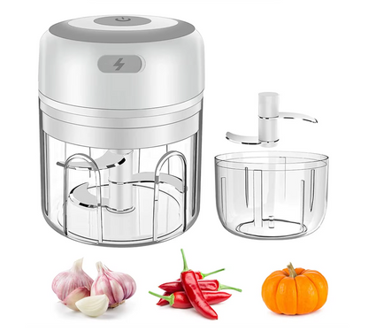 Mini Hachoir Électrique USB – Coupe ail, légumes, viande – Lames Inox